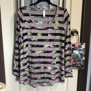 LulaRoe Lynnae Large floral stripe